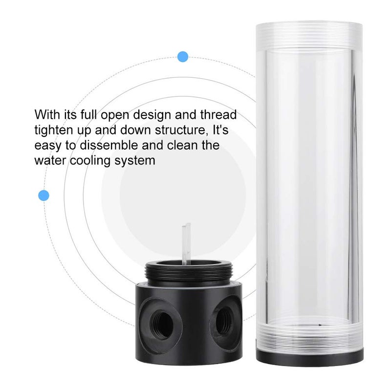 Serounder Water Cooling Reservoir, PC Water Reservoir 190mm*50mm Diameter G1/4'' POM Cylindrical CPU Water Cooler Reservoir System Heat Sink Kit Cooling Acrylic Water Reservoir for PC - Image 2